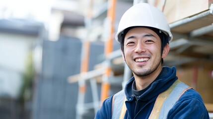 笑顔で現場に立つ社員
